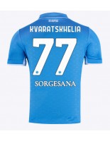 SSC Napoli Khvicha Kvaratskhelia #77 Domácí Dres 2024-25 Krátký Rukáv